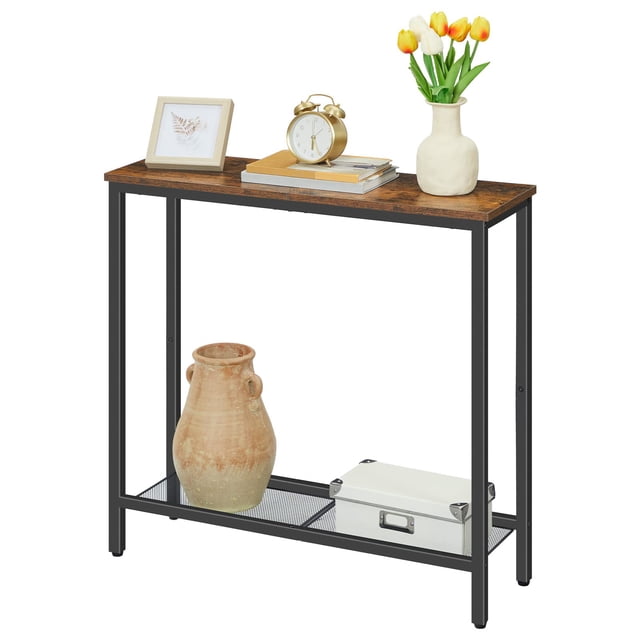 HOOBRO 75 cm Narrow Console Table, Small Entryway Table with Shelf, 2 Tier Thin Sofa Table, Display Table, for Hallway, Living Room, Bedroom