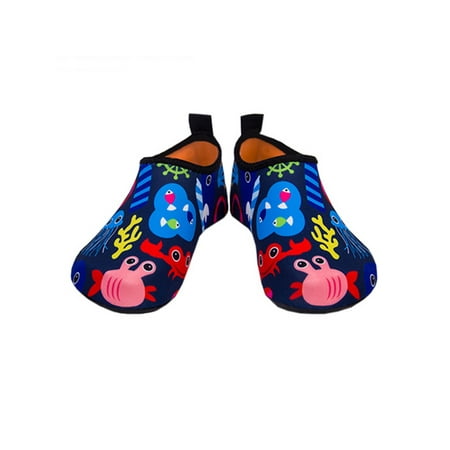 

Sanviglor Kids Beach Shoe Quick Dry Aqua Socks Barefoot Water Shoes Climbling Non-Slip Lightweight Flats Casual Slip On Blue 6.5C-7C