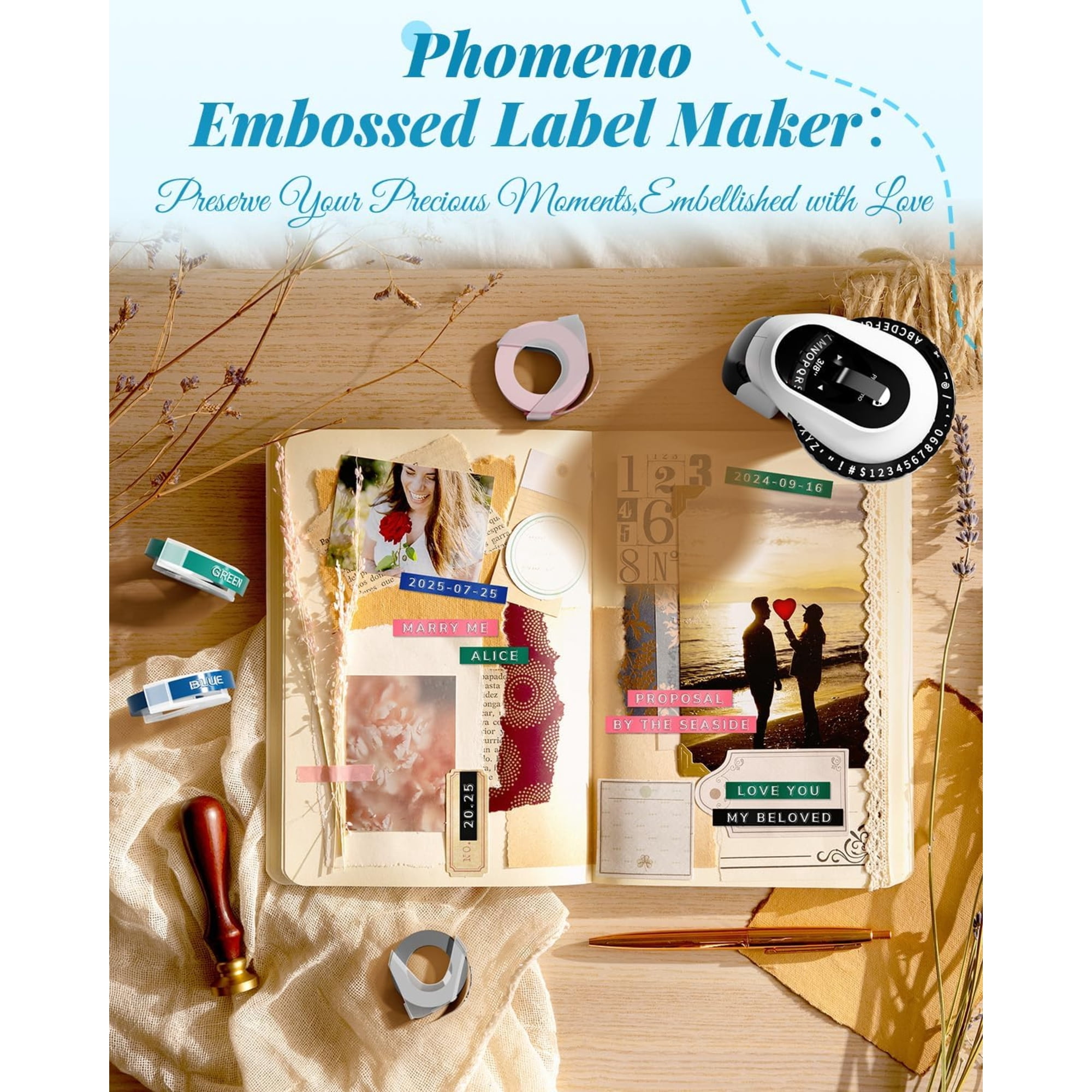 PHOMEMO E975-BK-US1-6SET Black Embossing Label Maker