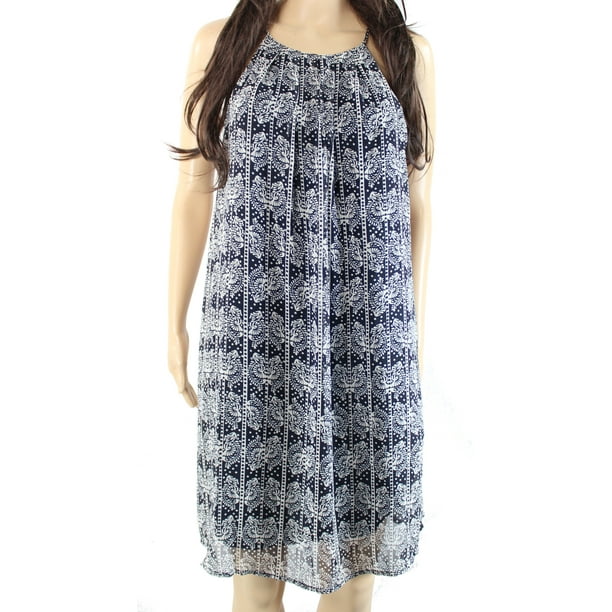 Lush Lush New Navy Blue Womens Size Large L Printed Trapeze Shift Dress Walmart Com Walmart Com