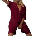 thumbnail image 2 of Lenago Shorts d'Été Grande Taille pour Femmes Mode Été Solide Décontracté Sans Manches Combinaison à Bretelles en Liquidation, 2 of 5