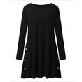 thumbnail image 3 of Ladies Round Neck Long Sleeve Dress Colorful Knit Buckle Pocket A Line Fashion Dress Midi Dress Fitted Dress V Neck Summer Dress Summer Dress Maxi Women Casual Women Dresses below The Knee Dresses, 3 of 4