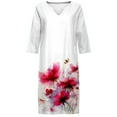 thumbnail image 3 of Women Casual V Neck Elegant Retro Printed Medium Sleeved Casual Dress Casual Dress Fall Dresses for Women Casual Summer Casual Maxi Dresses V Neck Midi Dresses for Women Two Dress Dressed for Summer, 3 of 3
