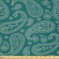 thumbnail image 2 of Ambesonne Ethnic Fabric by the Yard Microfiber, Abstract Leaves Blue, 2 Yards, Petrol Blue Pale Grey, 2 of 2