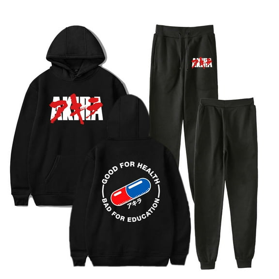 Anime AKIRA Good for Health Bad for Education Men/Women Fall Suit Hoodies Sportswear Hooded Ankle Banded Pant Two Piece Set