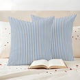 thumbnail image 4 of Pack of 2 Outdoor Pillow Covers 20x20 Inch Waterproof Blue Striped Throw Pillow Covers,Decorative Couch Pillow Shams Protectors Modern Simple Farmhouse Beige Vintage Patio Pillowcases Cushion Covers, 4 of 8