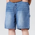 thumbnail image 5 of BVOFAR Jean Shorts for Men Classic Relaxed Fit Straight Leg Denim Shorts 5 Inch Inseam Elastic Waist Jorts Hip Hop Streetwear Light Blue XXL, 5 of 9