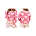 thumbnail image 2 of Niceyoeuk Women's Valentine's Day Knit Sweater Long Sleeve Round Neck Heart Embroidery Knitwear, 2 of 9