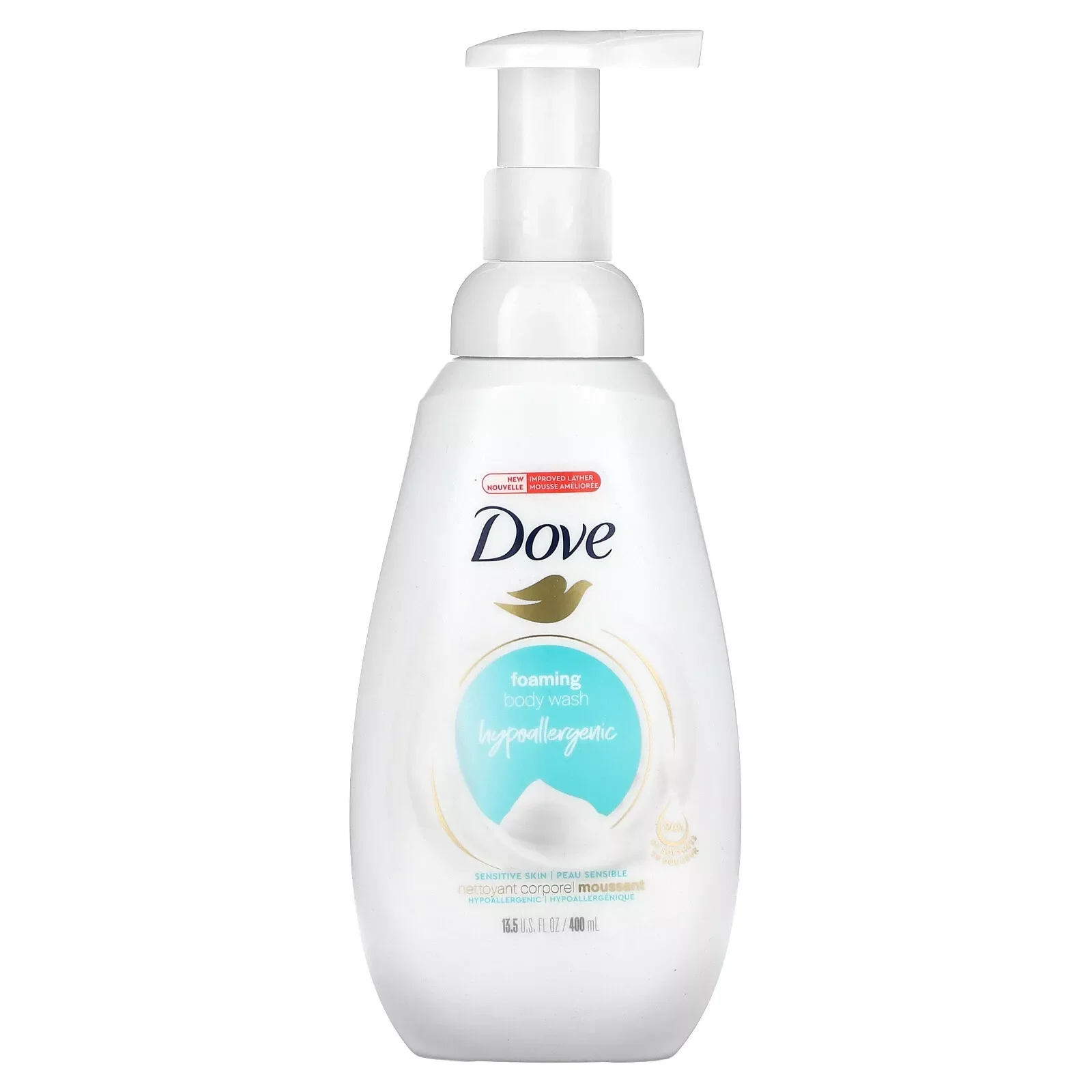 Foaming Body Wash, Sensitive Skin, 13.5 fl oz (400 ml) – Gentle and Nourishing