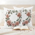thumbnail image 3 of Pink Rose Pillow Covers 2 Pack Watercolor Wreath Pillowcase Waterproof Outdoor Throw Pillow Cover for Patio Garden Square Cushion 18”x18”, 3 of 9