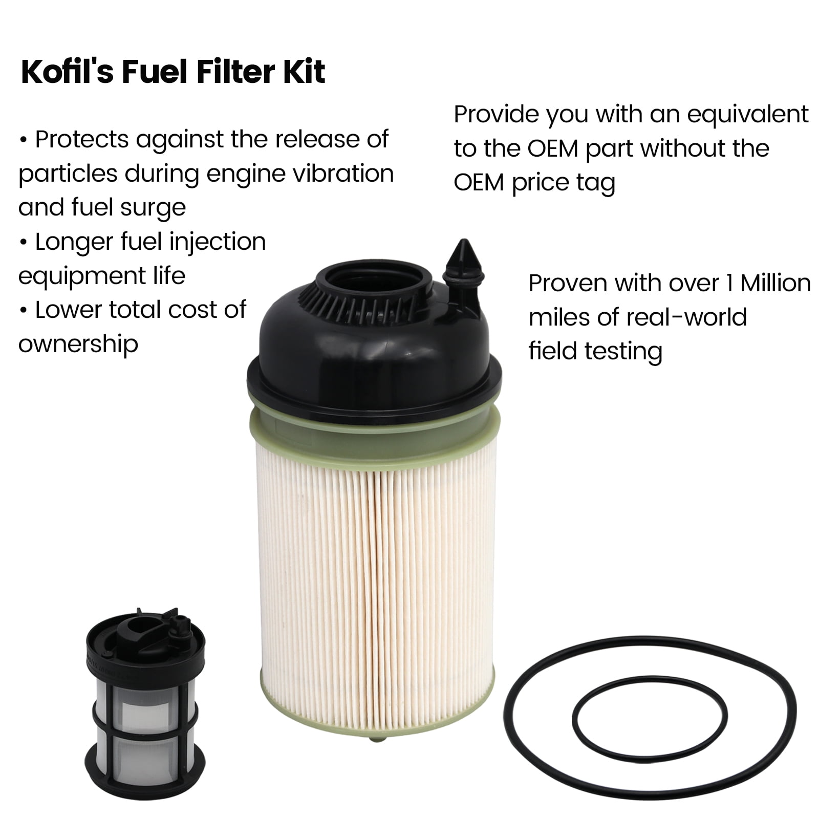 Kofil A4720921705 Fuel Filter Kit, for DD13, DD15 and DD16 Engines 