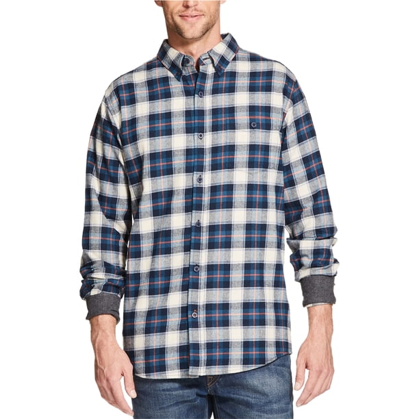 Camisa a cuadros de franela resistente a la intemperie para hombre, azul, XXX-Large