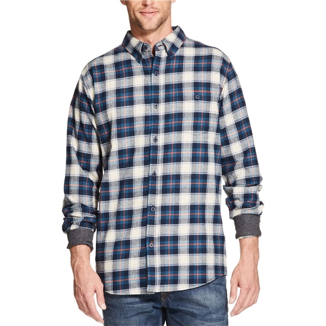 Camisa a cuadros de franela resistente a la intemperie para hombre, azul, XX-Large