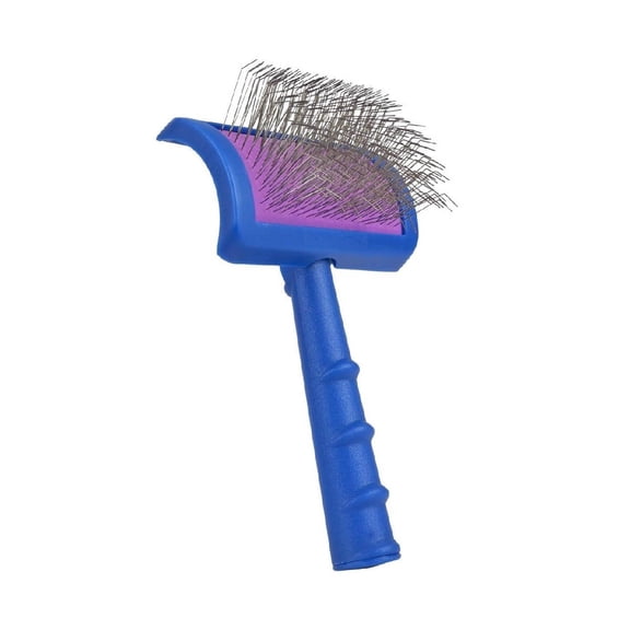 Dog and Cat Pro Quality Universal Curved Head Slicker Brush Longer Pin and Reach (Medium)
