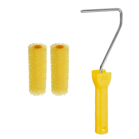 Uxcell 3Pcs Paint Roller Kit, 2Pcs 4" Sponge Large Texture Roller Covers and 10" Roller Frame