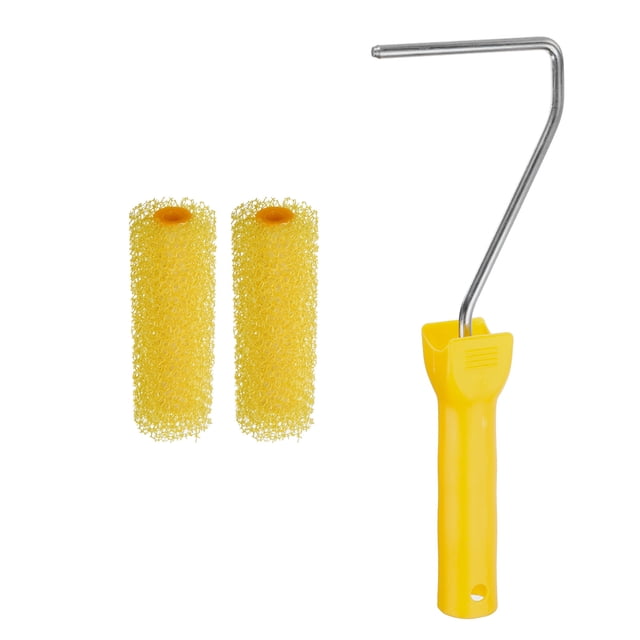 Unique Bargains 3Pcs Paint Roller Kit, 2Pcs 4' Sponge Large Texture Roller Covers and 10' Roller Frame