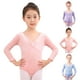 thumbnail image 2 of Gibobby Pañalero de algodón Vestido de baile de manga larga para niñas pequeñas, vestido de entrenamiento con volantes para otoño e invierno, ropa de baile pa(Morado, 5-6 Años), 2 of 3