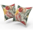 thumbnail image 2 of Abstract Palm Leaves Pillow Covers 18 x 18 Inch Set of 2, Tropical Green Leaf Red Yellow Geometric Decorative Throw Pillow Cases Fabric Cushion Cover for Sofa Couch Car Bed Patio, 2 of 6