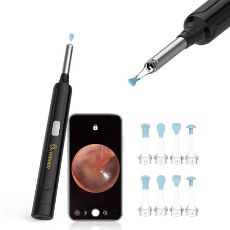 VITCOCO Ear Wax Removal, Wireless Ear Cleaner with 1296P HD Ear Camera and 3.9mm Ear Otoscope, Earwax Removal Tool with 6 LED Lights, Kids Adults Ear Cleaning Endoscope for iPhone Android Phones