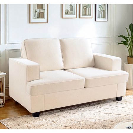Modern Velvet For Office - Deep Seating High Foam Loose Back Cushions Wide Arms 2 Seater Stylish Homes