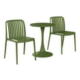 thumbnail image 5 of WestinTrends Playa 3-Piece Outdoor Metal Dining Table Set And Stackable Resin Patio Chairs, Olive Green, 5 of 14