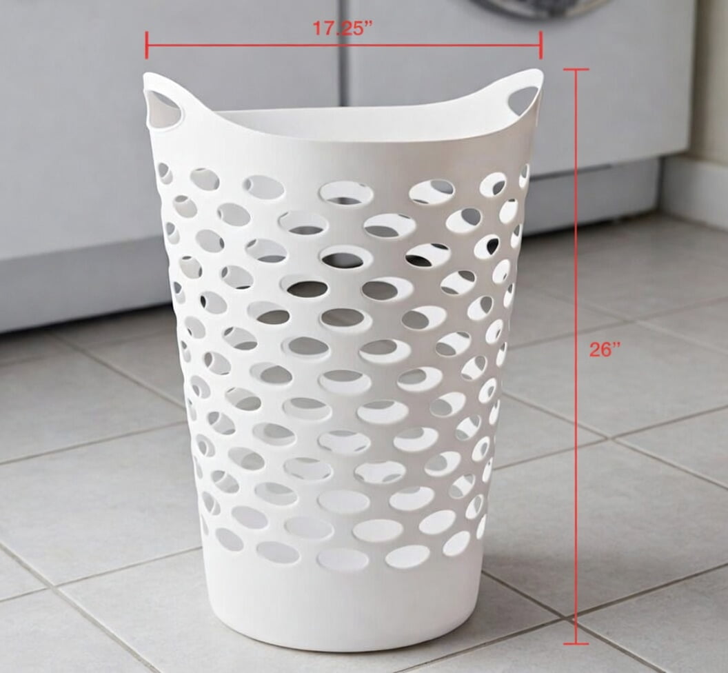 2-Pack 70.48 L Tall Plastic Laundry Basket Hamper with Ventilation Holes and Handles - White
