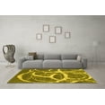 thumbnail image 3 of Ahgly Company Machine Washable Indoor Round Abstract Yellow Contemporary Area Rugs, 5' Round, 3 of 4