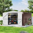 thumbnail image 2 of Towallmark Outdoor Storage Shed, 10X10 Galvanized Steel Metal Shed With Lockable Doors, Heavy Duty Utility Shed For Patio Garden Lawn Equipment, Tool Storage House, Brown, 2 of 8
