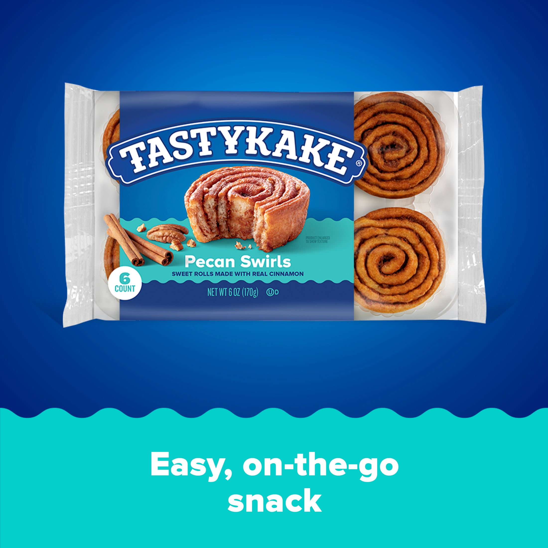 (2 pack) Tastykake Pecan Swirls, 6 Cinnamon and Pecan Baked Pastry Rolls, Cinnamon Rolls