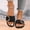 Black, variant on Women Flat Slide Sandals, PU Slip On Open Toe Holiday Summer Shoes Navy Size 9.5