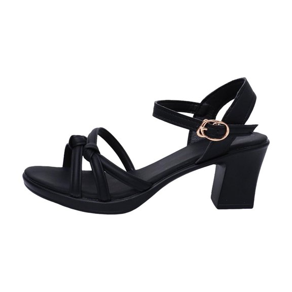 Xfvqtps Heeled Sandal for Womens Chunky Block Heels Platform Cross Straps Open Toe Arch Support Ankle Adjustable Buckle Strap Non Slip Breathable Beach Dress Summer Leather Sandals Black