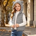 thumbnail image 6 of BLVB Boys Girls Hooded Puffer Vest Winter Lightweight Sleeveless Cute Ears Zipper up Jacket Waistcoat for Kids(Gray,6-7 Years), 6 of 9