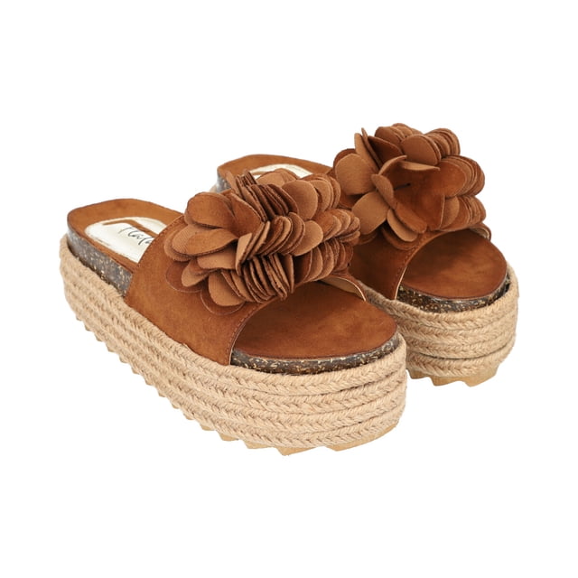 Sandalia Plataforma Yute Para Mujer Melle Con Flor Platonia MIRANDA-03-MELLE