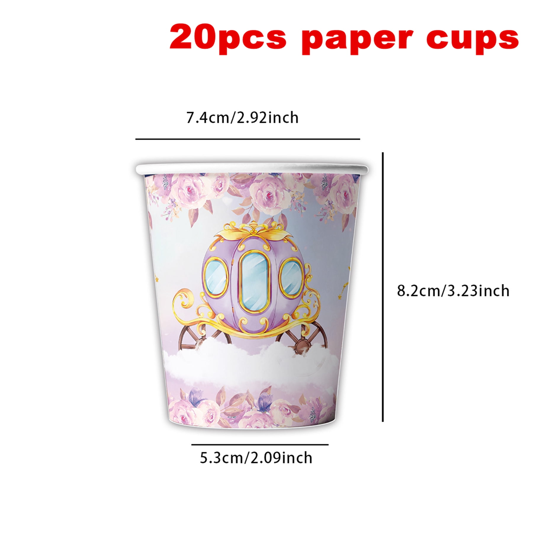 162pcs Princess Party Decorations Castle Crown Carriage Paper Plates Napkins Disposable Tableware Set Paper Cups Watercolor Floral Glitter Princess Birthday Party Supplies Serves 20 Guests