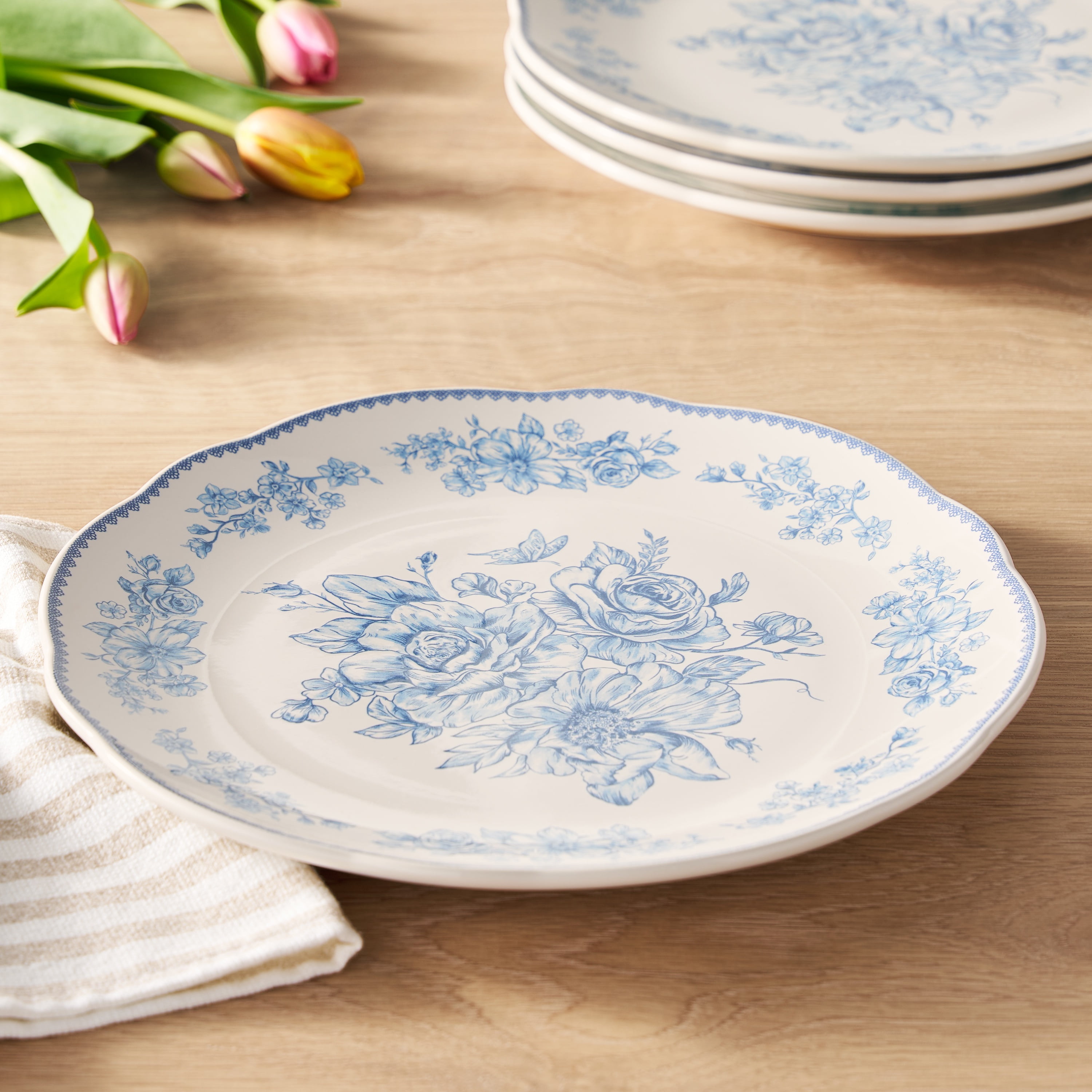 The Pioneer Woman Agatha Stoneware Dinner Plate, Blue