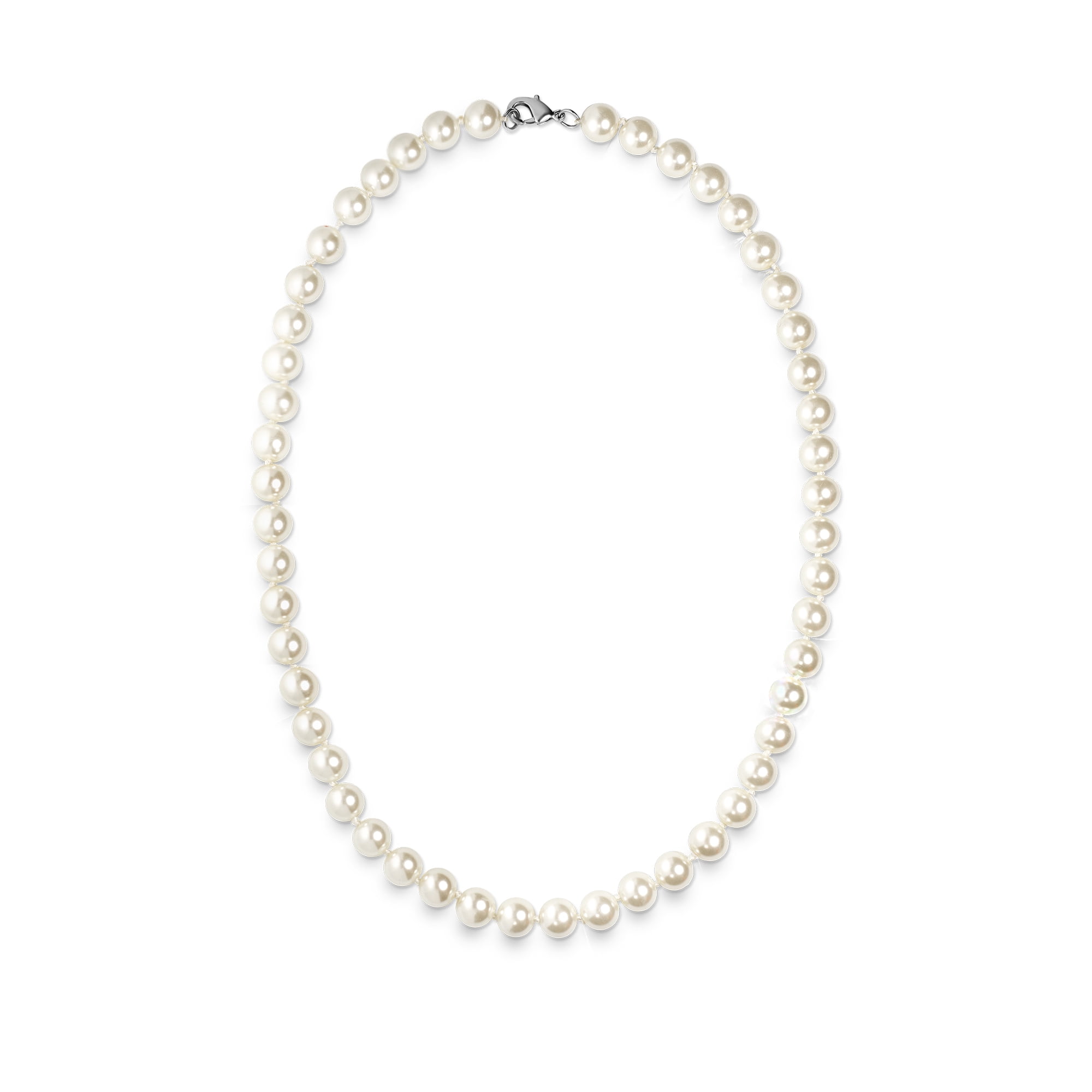 8mm Faux White Pearl Necklace 18"
