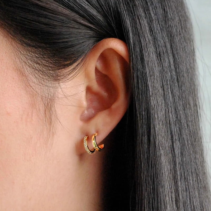 Alexcraft Gold Hoop Earrings Set for Women - 14K Gold Plated Chunky Hoops Twisted Huggie Hoop Earrings for Gift Lightweight - Woman Hypoallergenic Stackable Earrings Multiple Piercing