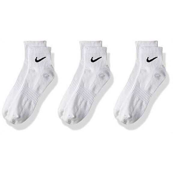 Nike Everyday Cushion Ankle Training Socks (3 Pair), Men's & Women's Ankle Socks with Sweat-Wicking Technology, White/Black, Medium