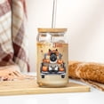 thumbnail image 3 of Hello Fall Autumn Wreath Scottish Terrier Pumpkins Pickup Truck 16oz Glass Cup Mug Scottie Dog Lover Gifts Glass Can with Bamboo Lid and Straw - 13011, 3 of 5