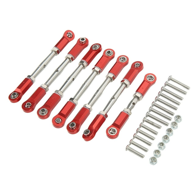 RC Links Tie Rod, RC Tie Rod Aluminum Alloy Easy Installation And Disassembly 7pcs For 1/10 RC Short Truck Red
