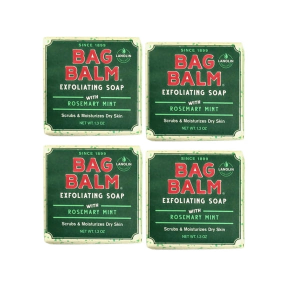 Bag Balm Exfoliating Soap with Rosemary Mint, 1.3 Ounce - Pack of 4