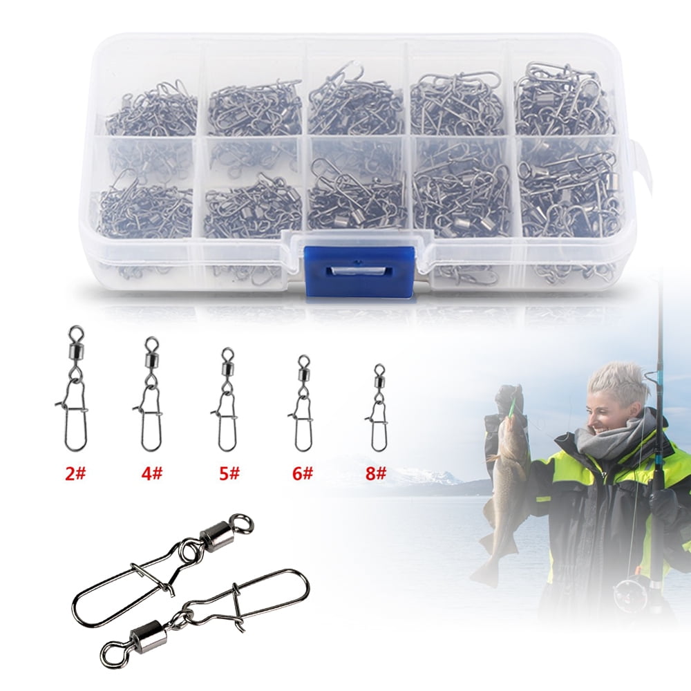 210Pcs Fishing Swivels Kit with Safety Snap Connector, Saltwater