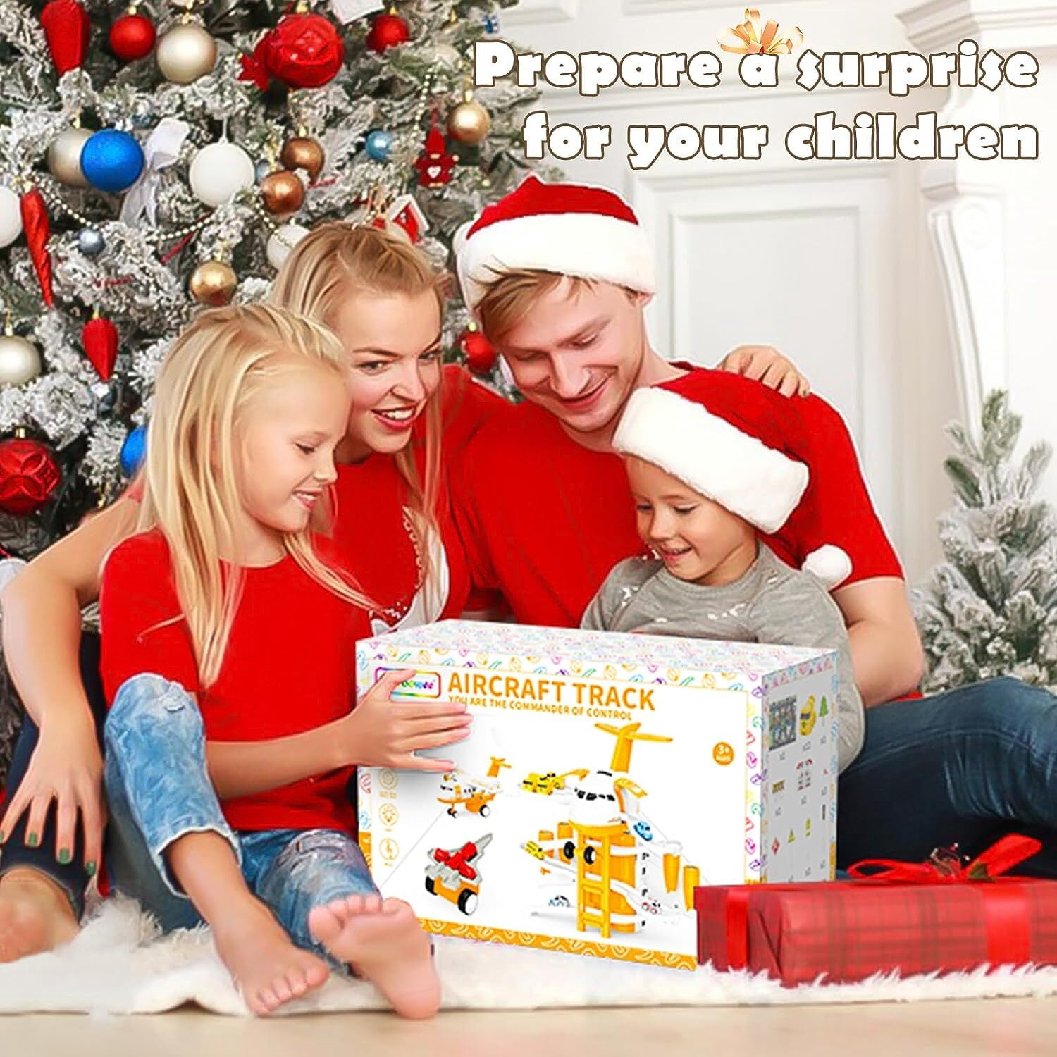 Airplane Toy,Transport Cargo Airplane Toys Music and Airplane Car Toy Play Set, with Vehicle Car Toy 1 Map 1 Barricade for 3+ Yellow