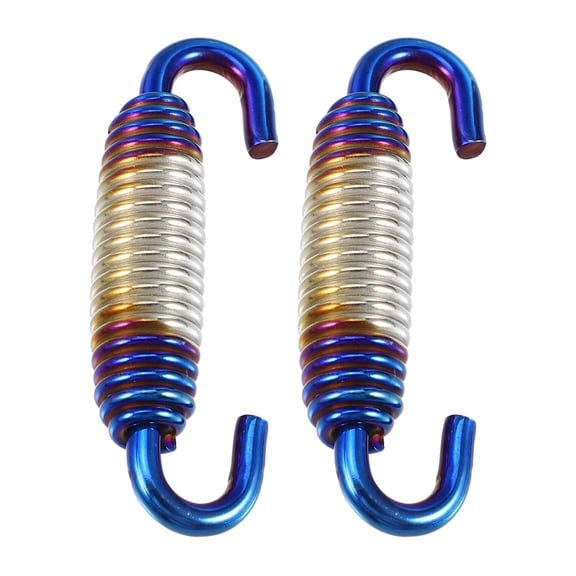 2 Pcs Universal Motorcycle Exhaust Pipe Spring 58mm 2.28" Stainless Steel Modified Accessory Silver Tone