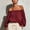 Wine, variant on Endives Women's Blouse Off Shoulder Long Sleeve Chiffon Blouse Casual Loose Puff Sleeves Shirts Solid Color Summer Beach Vacation Outfits Shirts for Women Wine M