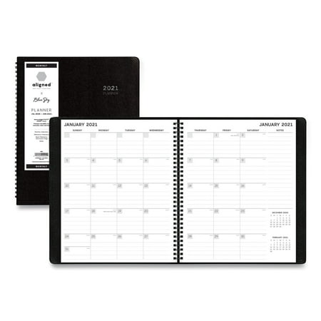 Blue Sky Aligned Monthly Planner, 11" x 9", Black, 2021