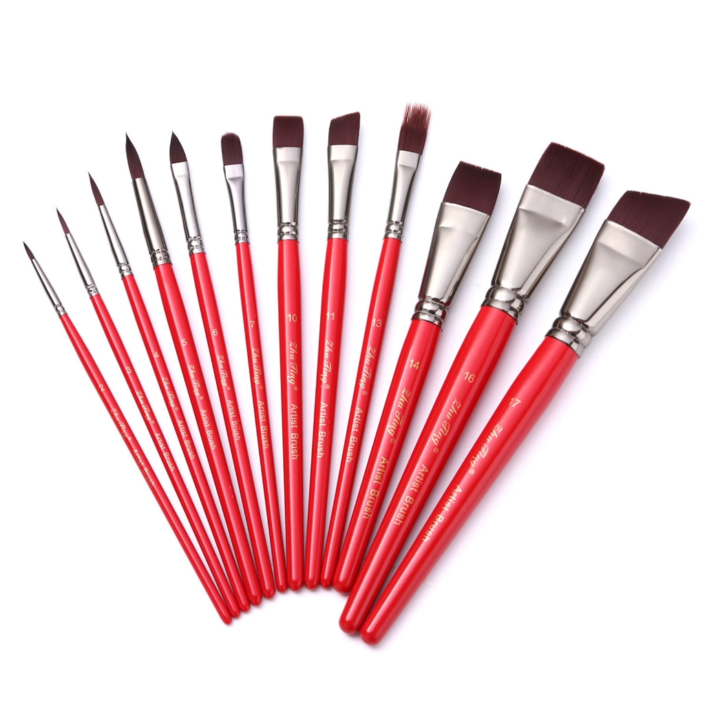 12 Pcs/Set Nylon Hair Painting Brush Face Paint Brush Human Body Paint Brush