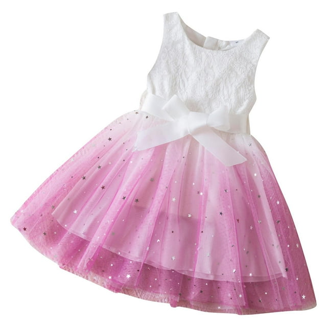 RXIRUCGD 2025 Vêtements d'Été pour Enfants Robe Sans Manches à Col Rond avec Étoile en Maille Décontractée et Confortable