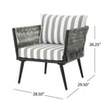 thumbnail image 5 of Soren Outdoor Wicker Club Chairs with Cushions, Set of 2, Light Gray, Gray and White Stripe, 5 of 6