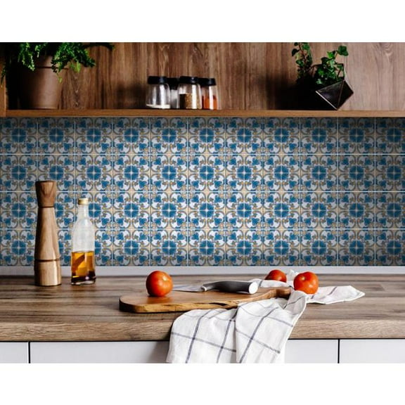 6" X 6" Teal Taupe Sia Removable Peel and Stick Tiles